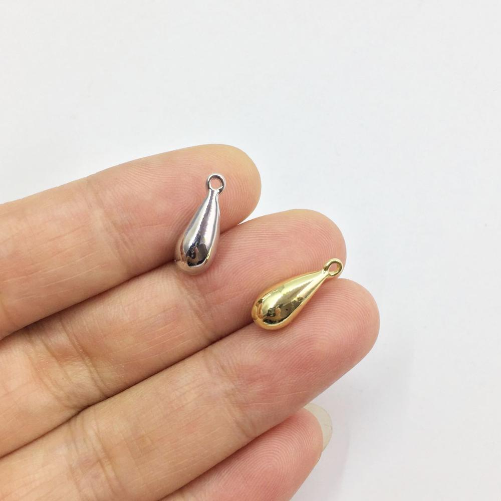 Eruifa 20pcs 12*6mm High Polish Tear gold/Silver plated Zinc alloy Charms Pendant Jewelry DIY Necklace 2 colors