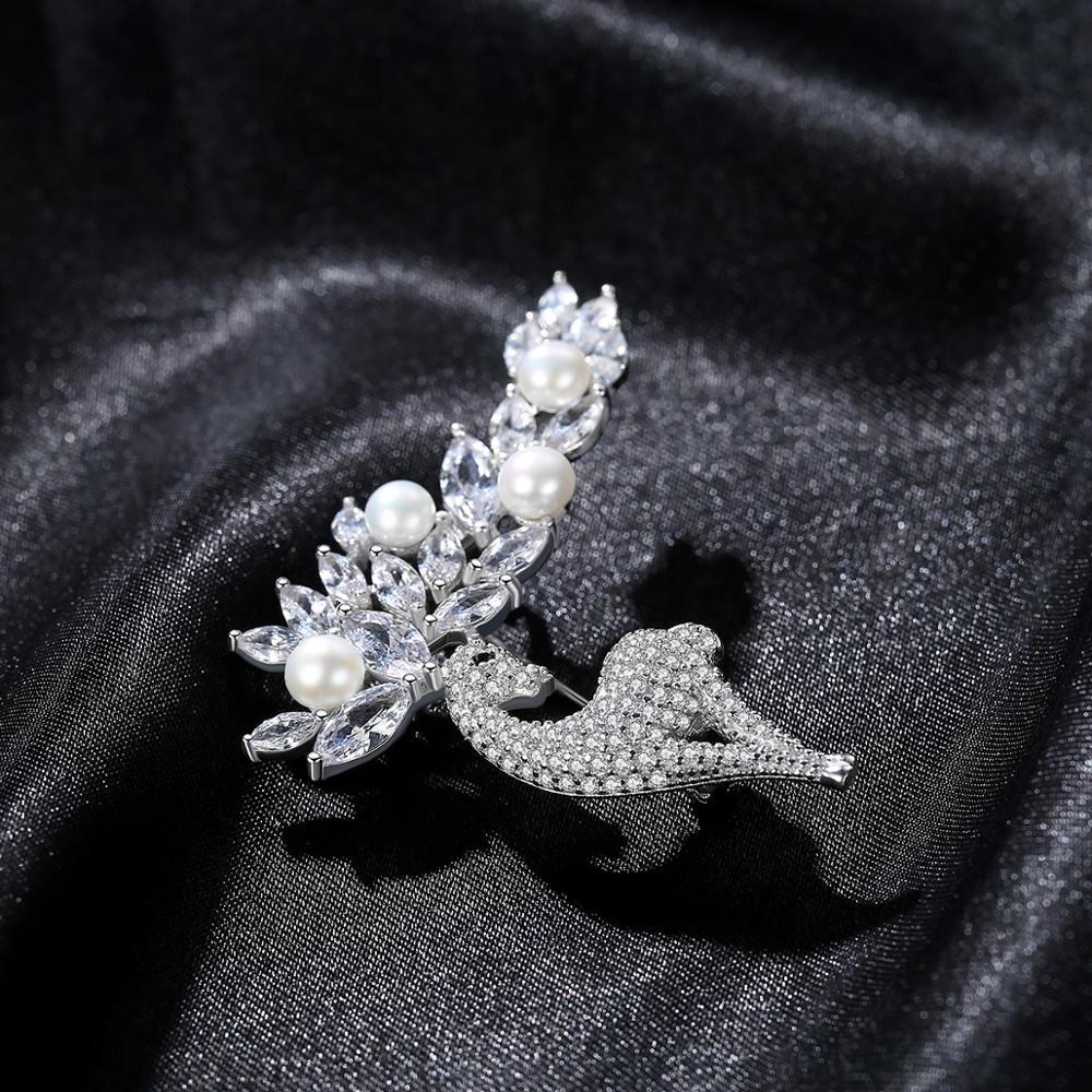 Nova chegada 925 prata esterlina jóias broche moda girafa 3a zircon pérola broche para feminino jóias de qualidade superior