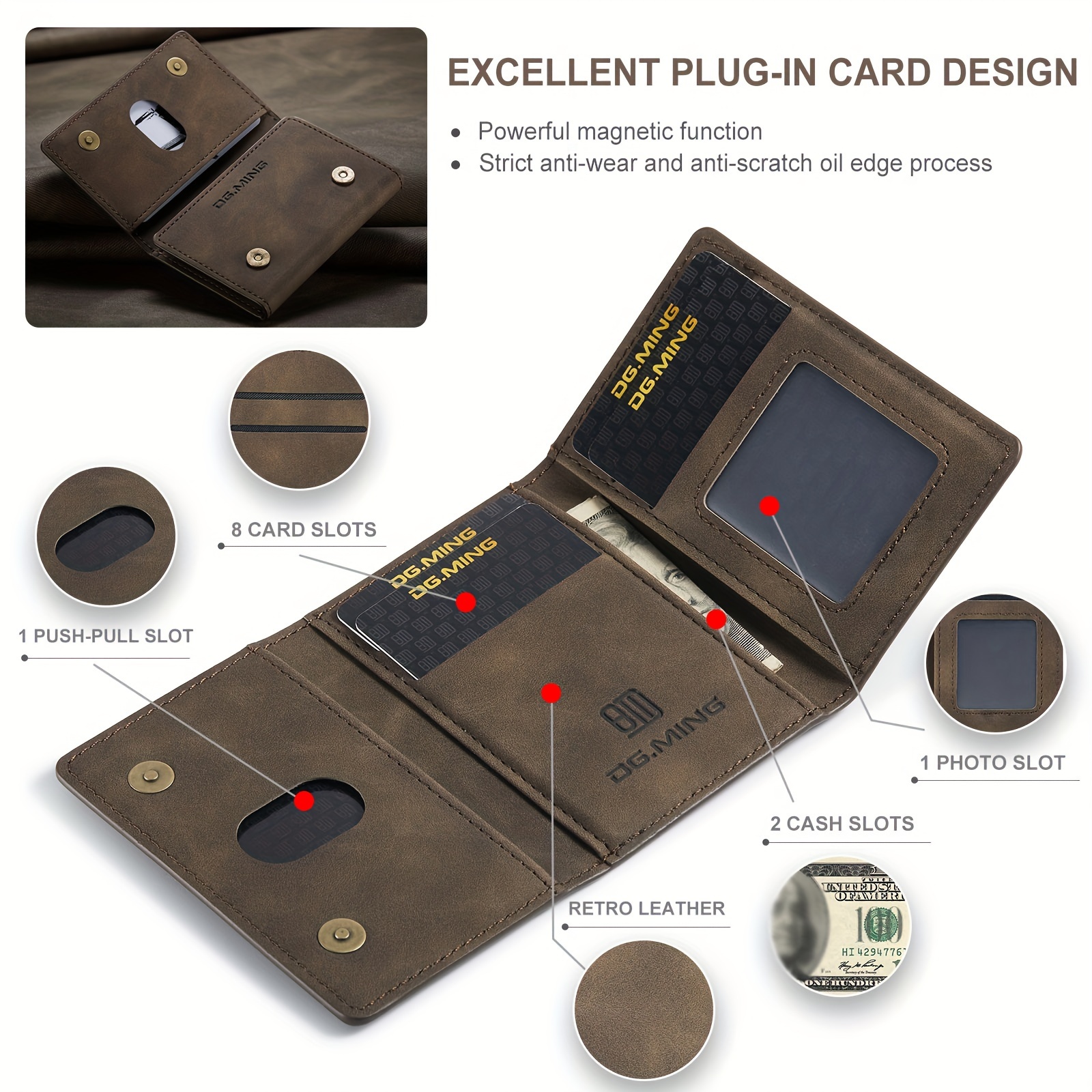 1pc Men's RFID Blocking Business Card Holder, Large Capacity Multiple Card Slots Wallet With Transparent Pocket, Three-fold