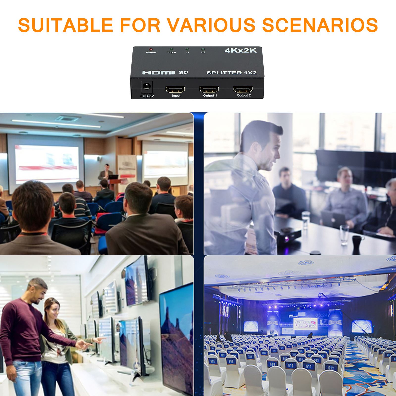 2 In 1 Out 4K USB HDMI-compatible Switch Box 4K/2K/1080P Resolution HDMI-compatible Display Splitter Plug Paly Video Display