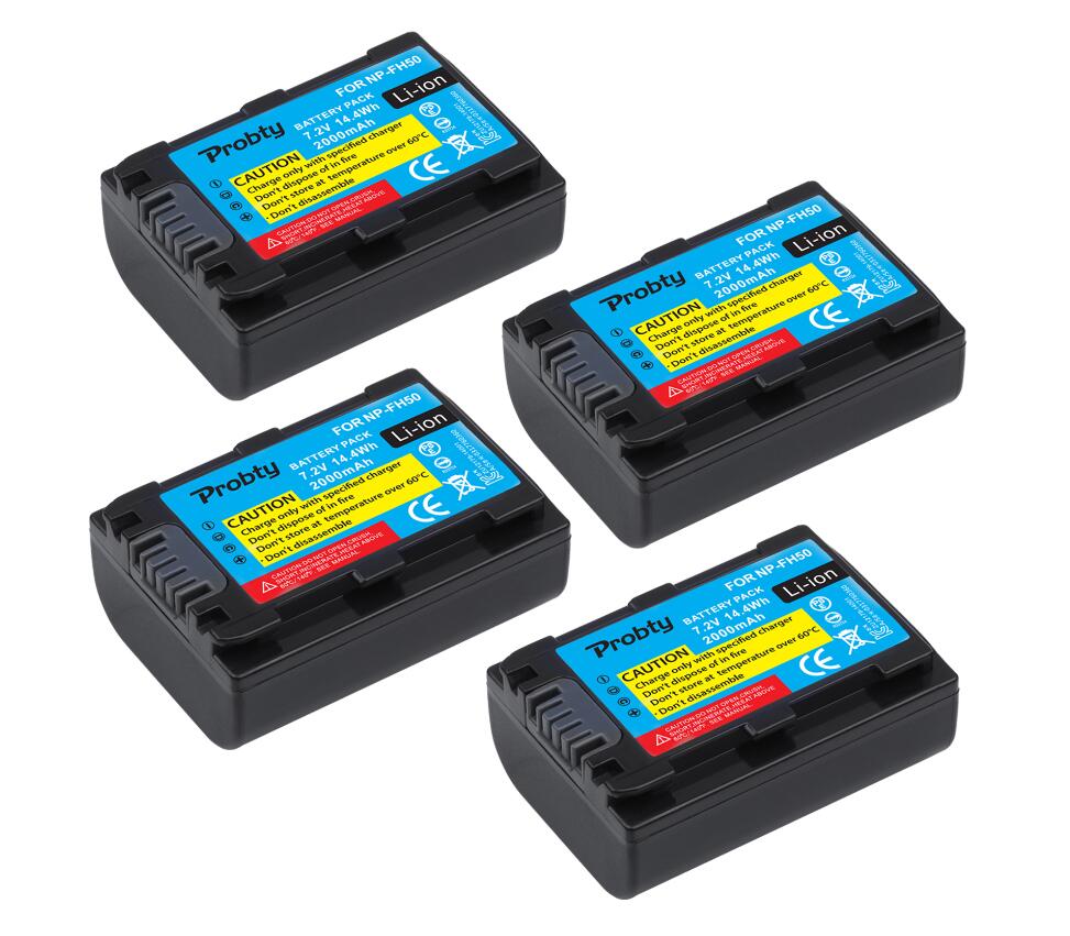 Para sony NP-FH50 NP FH50 de batería de la Cámara LCD + cargador para Sony A230 A330 A290 A380 A390 HDR-TG1E TG3 TG5 TG7 DSC-HX1 DSC-HX200: 4 Pcs Battery