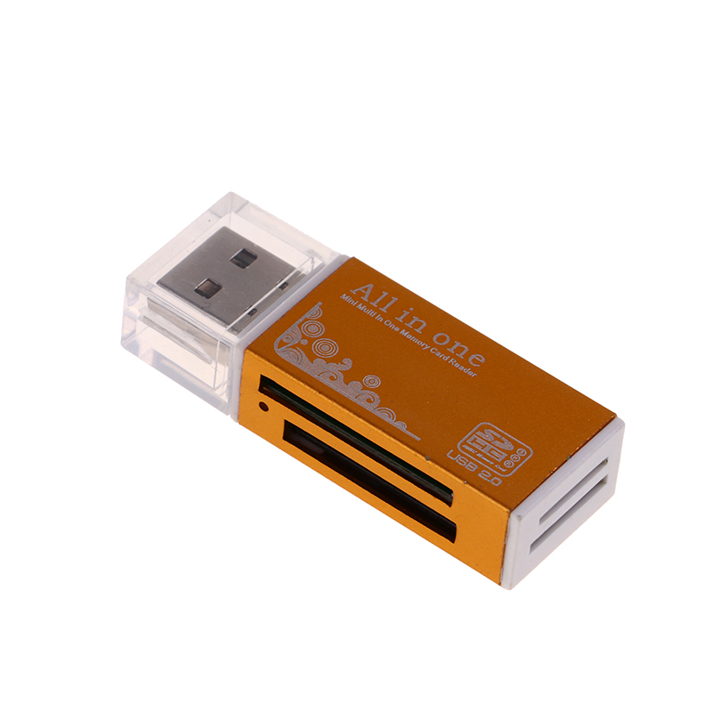 4 in 1 kartenleser-adapter usb 2.0 multifunktionskartenleser für mmc/dv, ms duo/ms pro duo, micro ms  (m2)/  t-flash-karten: Gold