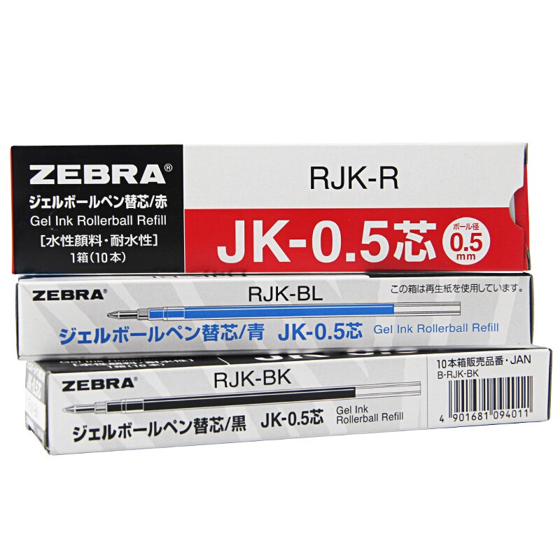 Zebra JK-0.5 Refills for SJ3, J3J2, J4J1 Gel Pen 0.5 mm-4 colors (Black, Red, Blue, Green) to choose 1 Piece
