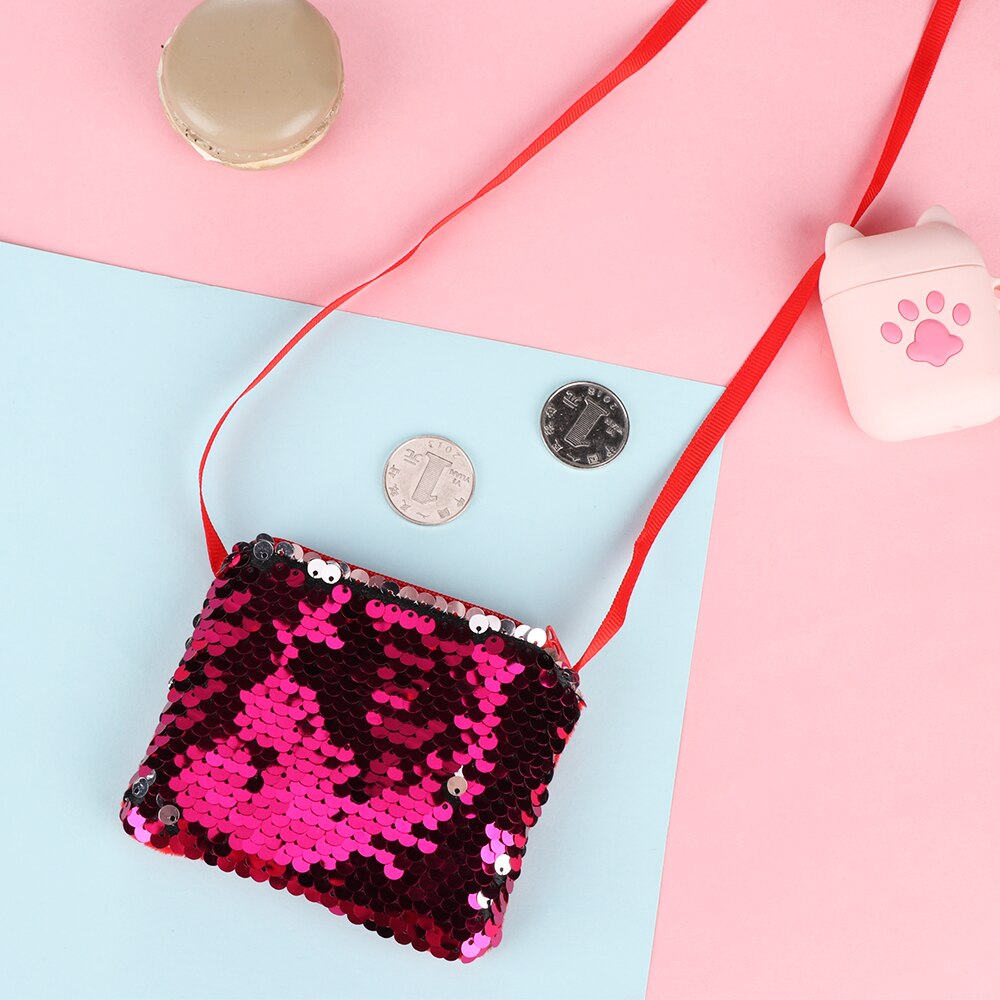 Mermaid Sequins Kids Children Coin Purse Wallet Girl Glittering Purse Women Handbag Party Zipper Clutch Bag Earphone Package