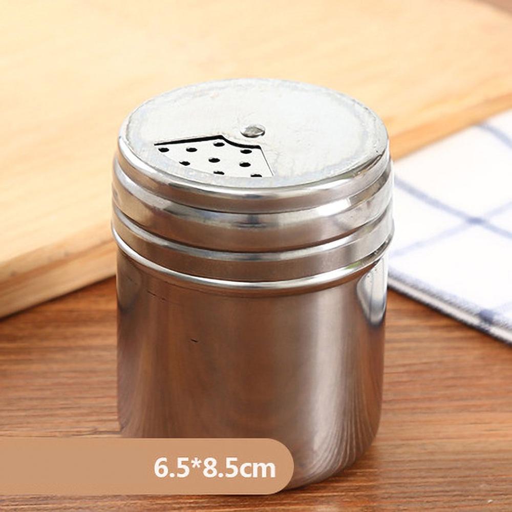 Condimento de acero inoxidable puede dragar sal azúcar granulado condimento giratorio cubierta multiusos utensilios de cocina Porta el hogar: M