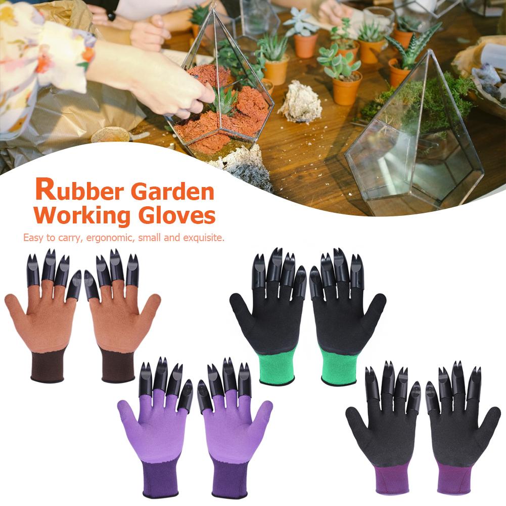 1 Paar Met 8 Vingertop Klauw Plastic Tuin Rubberen Handschoenen Met Klauw Tuinieren Opgraving Bodem Planten Waterdichte Werkhandschoenen
