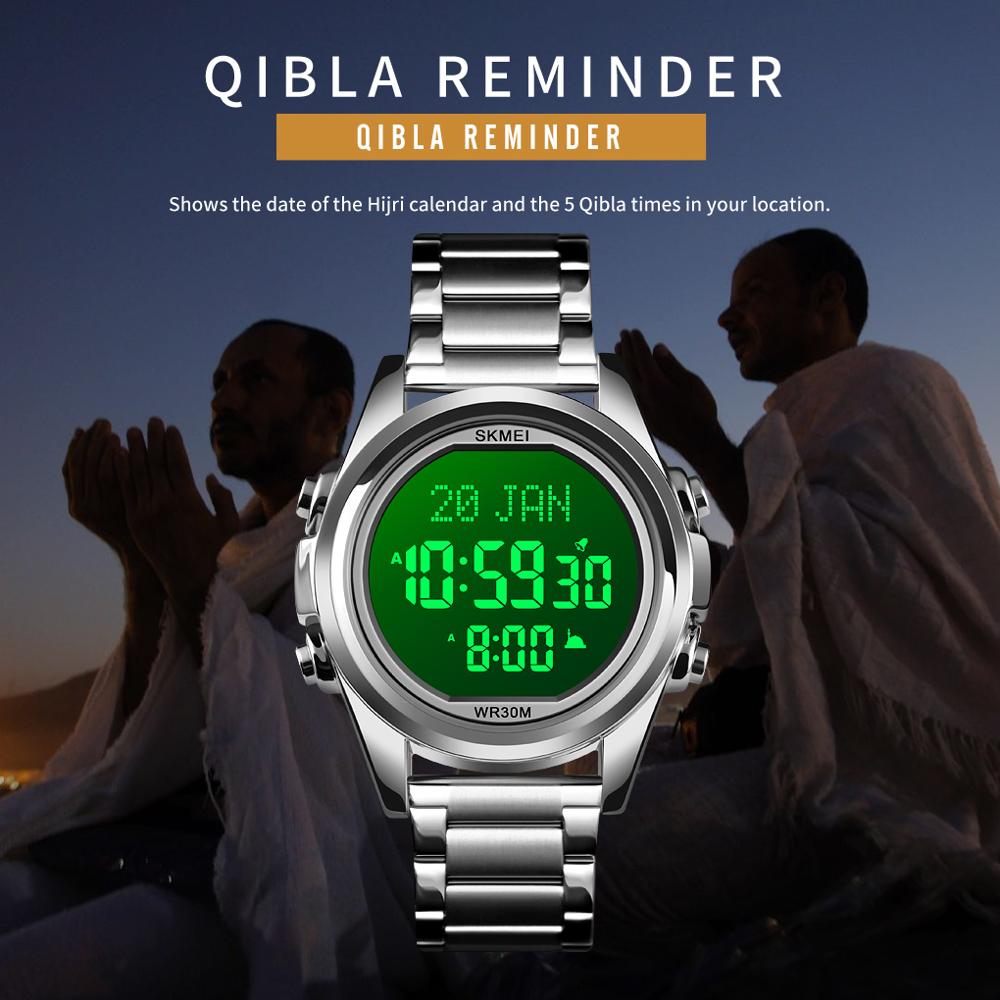 Skmei Moslim Azan Klok Horloge Voor Gebed Met Qibla Kompas Adhan Alarm Hijri Kalender Islamitische Al Harameen Fajr Tijd Horloge