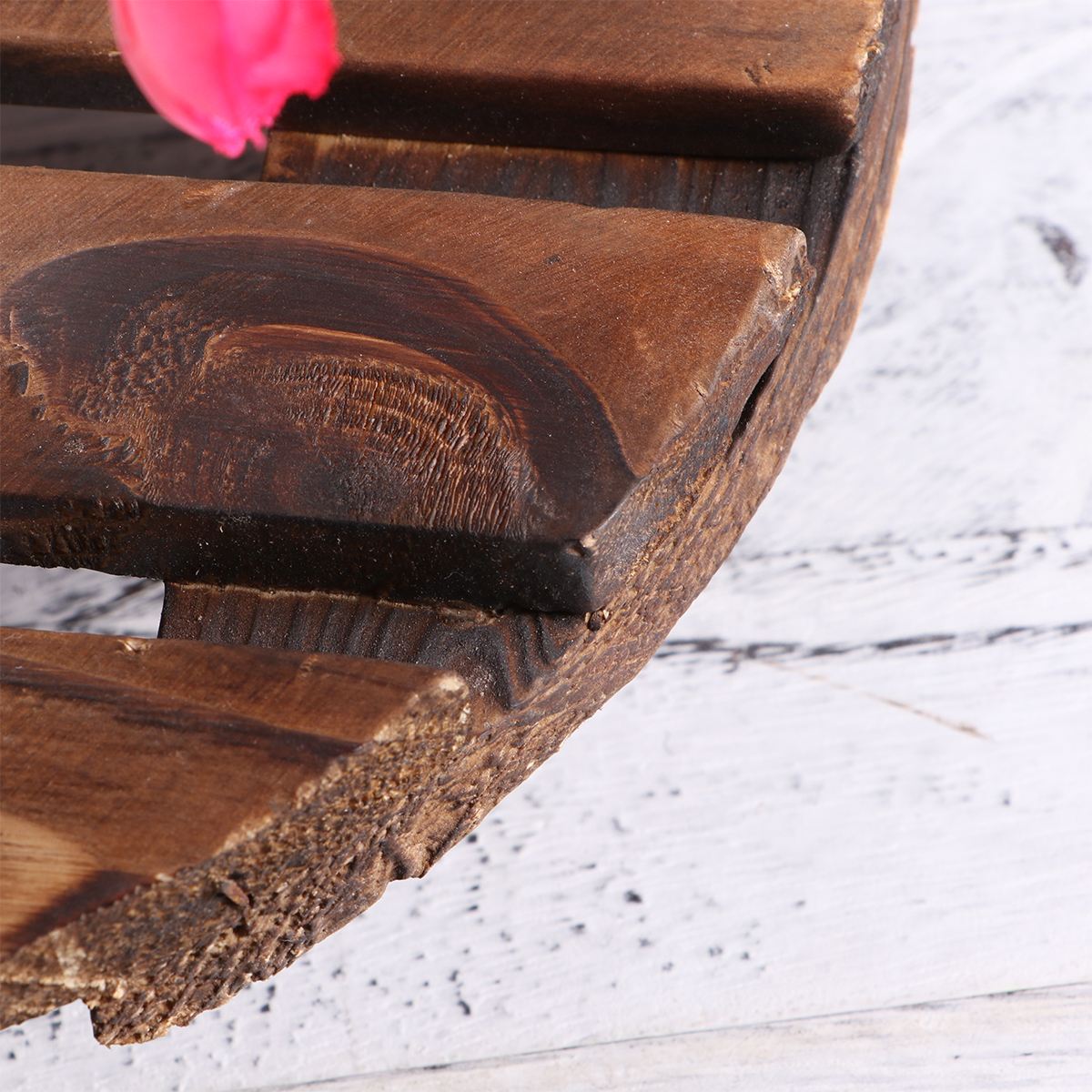 Wheeled Rolling Wooden Planter Caddy Movable Plant Flower Pot Stand with Wheels for Outdoor Garden Home