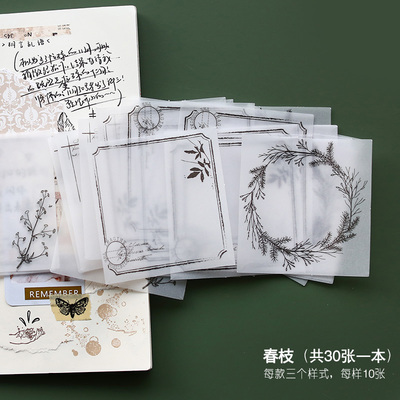 Translucent Sticky Notes Vlinder Guirlande Swallow Paddestoel Schrijven Pads Plant Woord Memo Pads Dagelijks Retro Plant Diy Hand Sticker: C