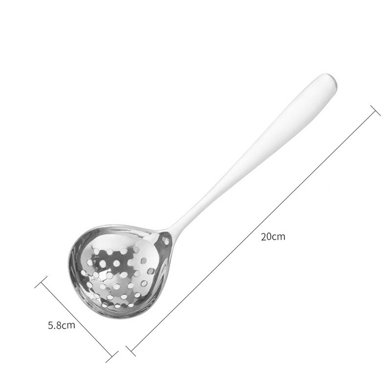 304 Stainless Steel Spoon Soup Ladle Scoop Family Soup Spoon Serving Colander spoons Cooking Spoon Kitchen Accessories Utensil: Silver colander