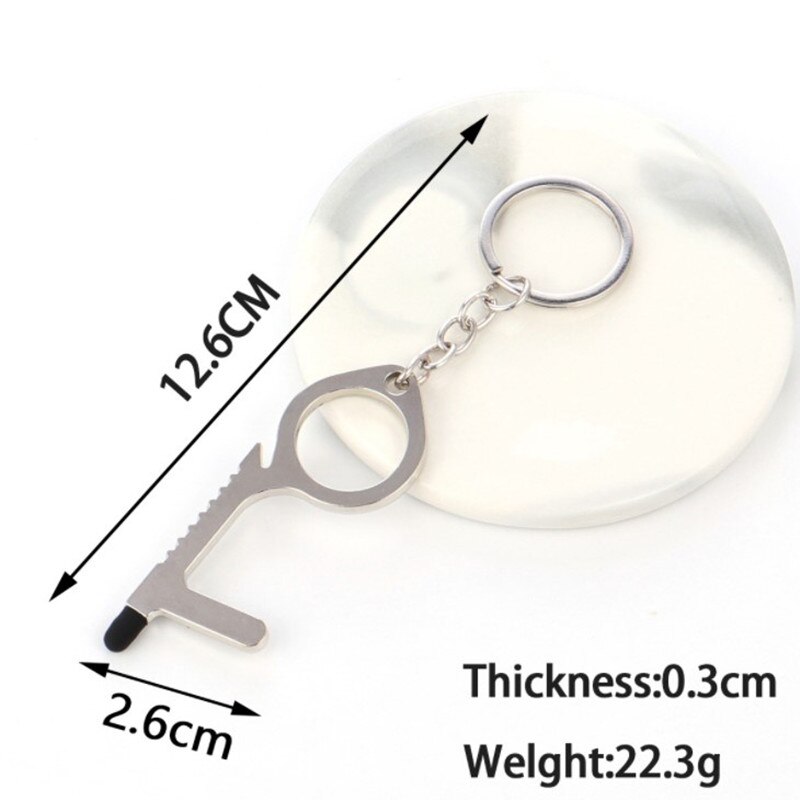 Edc Antibacterial Door Handle Anti-epidemic Key Chain Anti-contact Tool To Open The Door Press Elevator Protective Portable Door: white 9