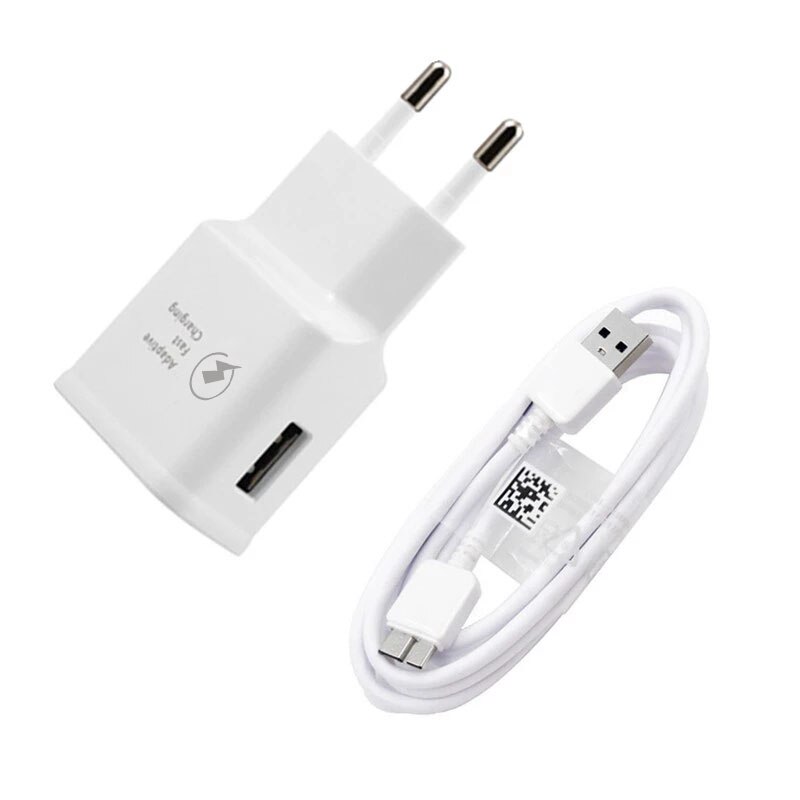 Ricarica rapida per Samsung Galaxy S5 Note 3 cavo Micro USB 3.0 I9600 Smart Phone caricabatterie rapido cavo di ricarica dati USB 3.0: EU Charger and Cable