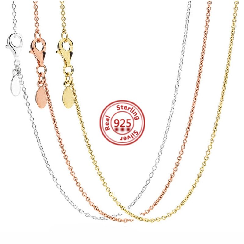 2022 Echte 925 Sterling Zilveren Ketting Rose &amp; Gouden Kleur En Zilveren Shine Anker Ketting Ketting Meisjes Vrouwen Party sieraden