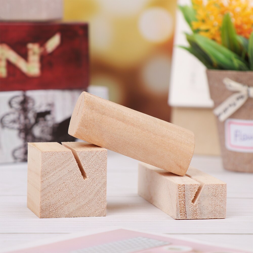 1Pcs Houten Foto Kaarten Display Stand Plaats Kaart Klemmen Stand Romantische Bruiloft Levert Tafel Nummers Houder
