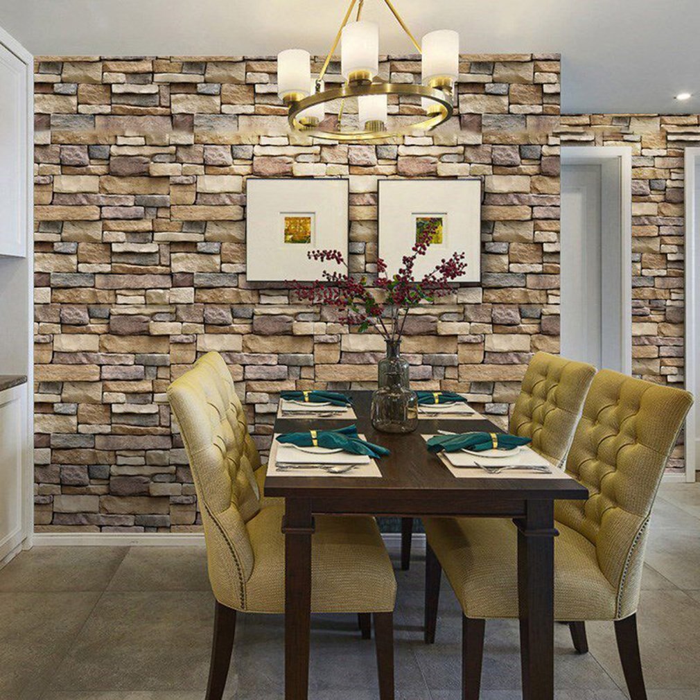 Home Decor 3D PVC Wood Grain Wall Paper Brick Stone Wallpaper Self-Adhesive Living Room Bedroom 3D Wallpaper Decoration
