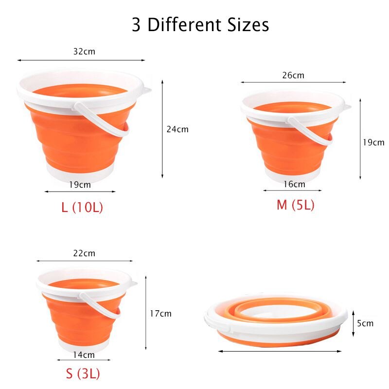 10L/5L/3L Portable Foldable Bucket Collapsible Silicone Bucket Lid Car Washing Pail Outdoor Car Water Storage Tank