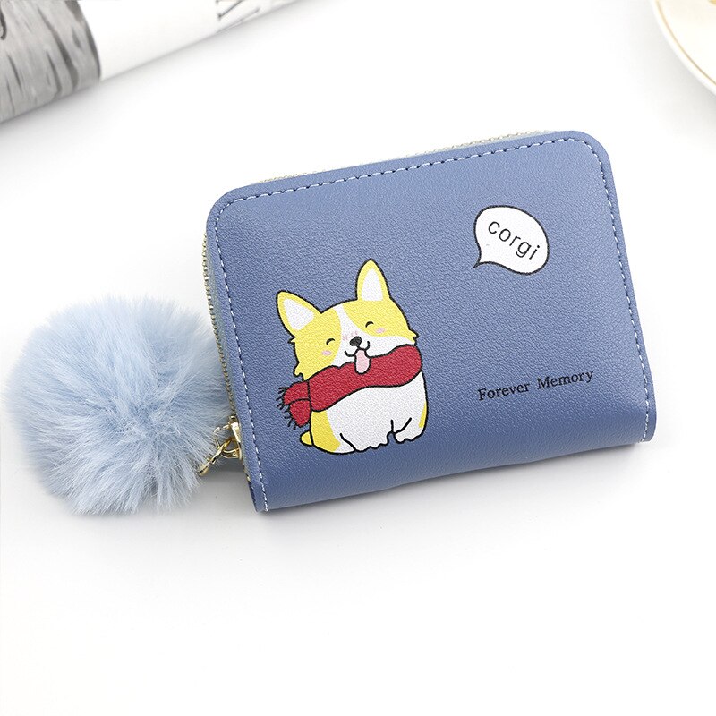 Cartera de gato con borla pequeña para mujer, Cartera de de , monedero de cuero Pu, titular de la tarjeta femenina, Billetera: R244 Blue