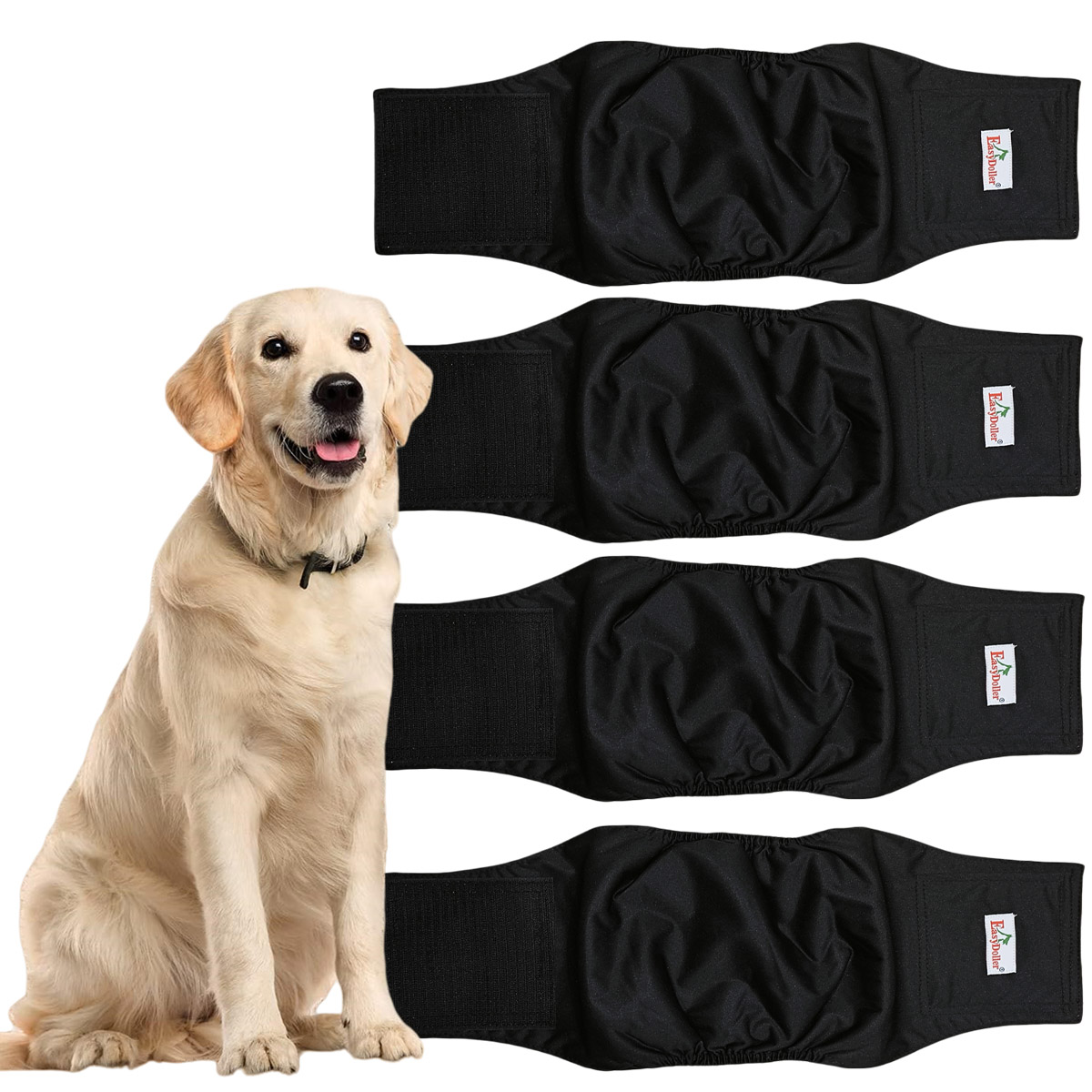 Couche-culotte lavable pour chien, 4 pièces, pantalon physiologique réutilisable pour animaux de compagnie, couche-culotte en tissu, bande ventrale, anti-fuite, pour l'entraînement