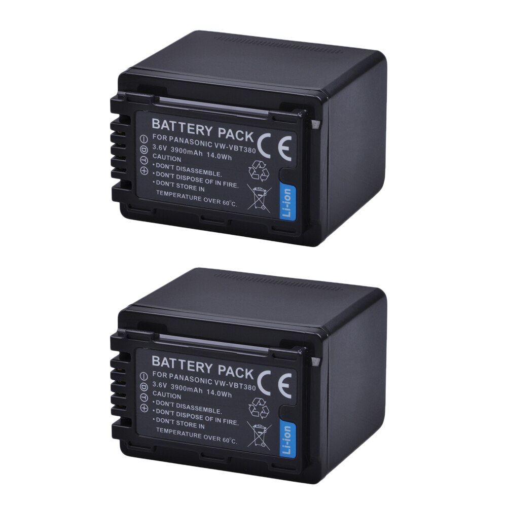 3.6V 3900mAh VW-VBT380 VW VBT380 VWVBT380 VW-VBT190 Battery for Panasonic HC-V260 HC-V380 HC-V380GK HC-V770 HC-V800 Battery: 2 Battery