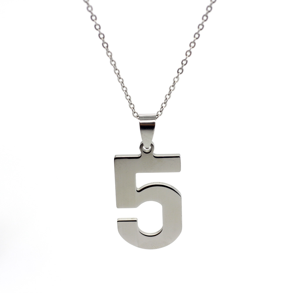 Collares con números para hombre y mujer, joyería personalizada de 0, 1, 2, 3, 4, 5, 6, 7, 8, 9, colgante, collar con números romanos, Punk: 5