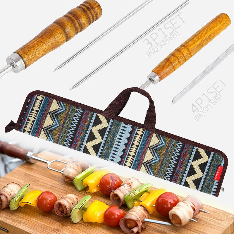 7 kpl ruostumattomasta teräksestä valmistetut bbq-lihatikut setti pitkä kokki grilliruokatelineet vartaat neulanpiikit grillijuhliin vartaat