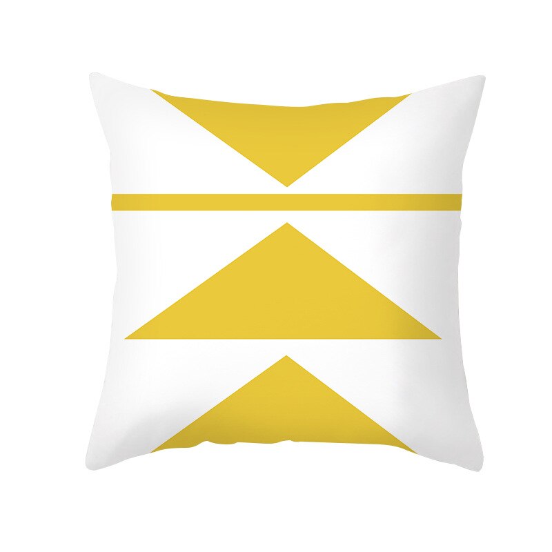 Housse de coussin carrée jaune à imprimé géométrique, taie d'oreiller de 45x45cm, de Style moderne, décorative pour la maison, avec des lettres marguerite à rayures: 9