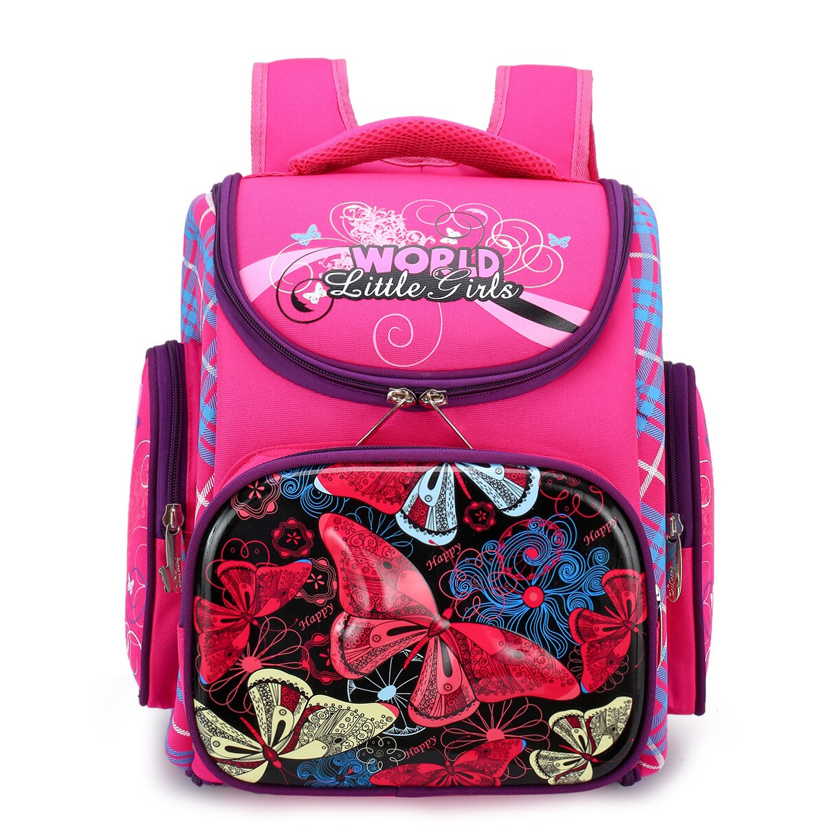 3D Orthopädische Schul Rucksäcke Für Mädchen Karikatur Eulen freundlicher Schulranzen freundlicher 1-6 Klasse Schule Taschen Tornister Mochila Escolar: Rosa  Schmetterling