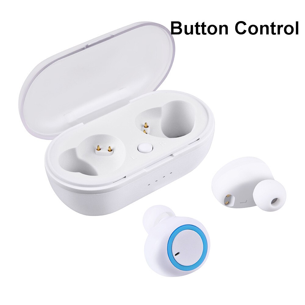 TWS Bluetooth 5.0 Earphone Waterproof Sport Earphones Handsfree Earbuds Stereo Wireless Headset with Mic for IOS Android Phone: White Blue