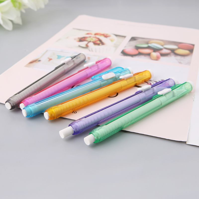 Press Pen Shaped Eraser Writing Drawing Pencil Erase Student School Office Stationery Learning Painting Accessory