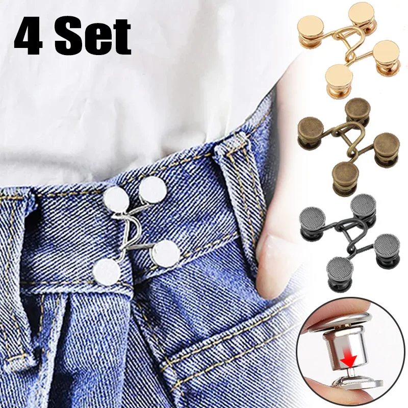Juego de 1/4 de botones vaqueros de Metal sin clavos, broches desmontables para pantalones, Clips, botones, alfileres, tensor de cintura DIY, hebillas para ropa, herramientas de costura