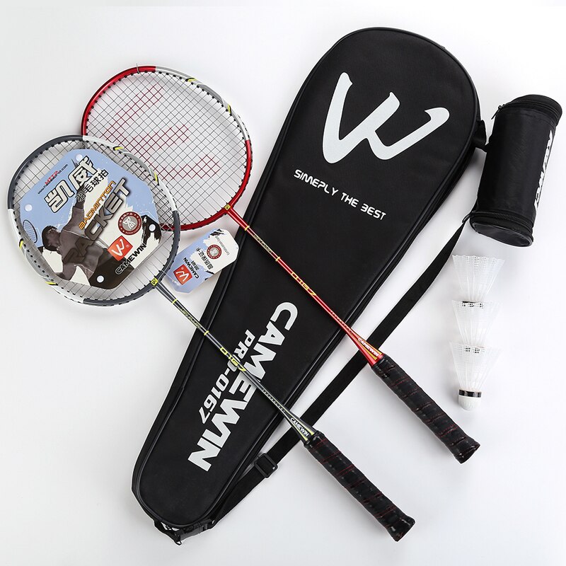 CAMEWIN 1 Paar Koolstofvezel Badminton Racket Met Draagtas en 3 shuttles voor Koppels