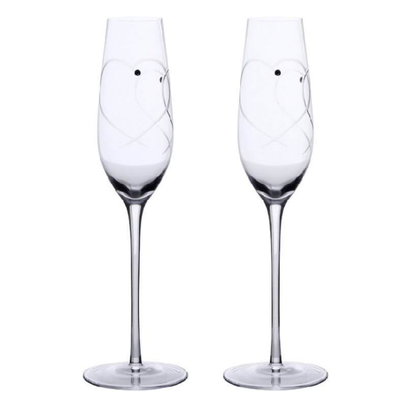 Copa de cristal tallado en forma de corazón para boda, para el Día de San Valentín, champán, vino tinto, vasos conmemorativos, 200-300ml