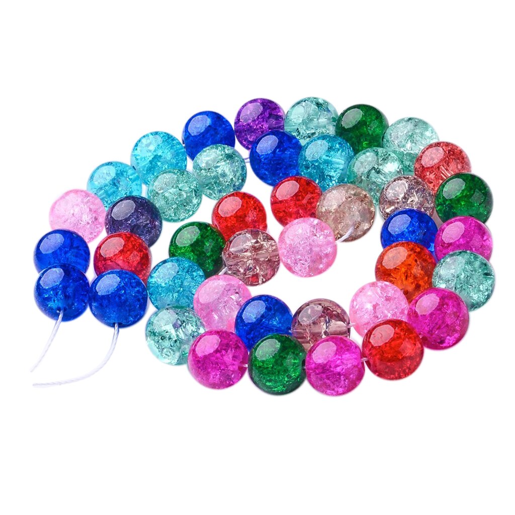 42 Glass Crackle Beads Crystalline Spacer Bead DIY Necklace Bracelet Earring