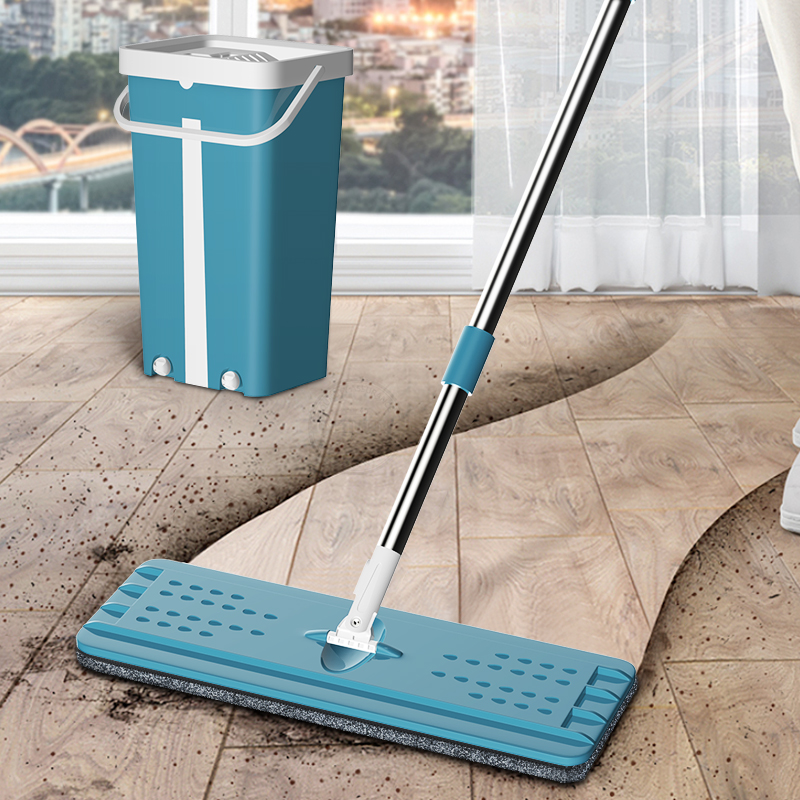 Magic Cleaning Mops Free Hand Mop with Bucket Floors Squeeze Flat Mop with Water Home Kitchen Floor Cleaner