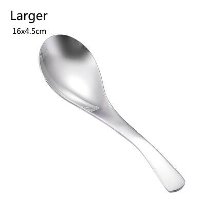 Stainless steel Chinese Spoons Round Bottom Count Spoons Thick Kid's Spoon Rice Spoon Deepened Sliver Dessert Tea Coffee Spoon: Large
