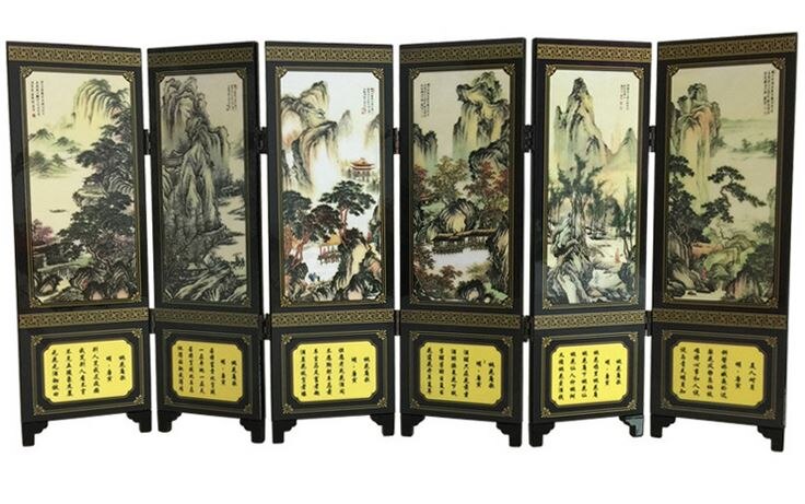 Small screen antique lacquer screen decoration Tang Bohu Chinese classical traditional handmade crafts and