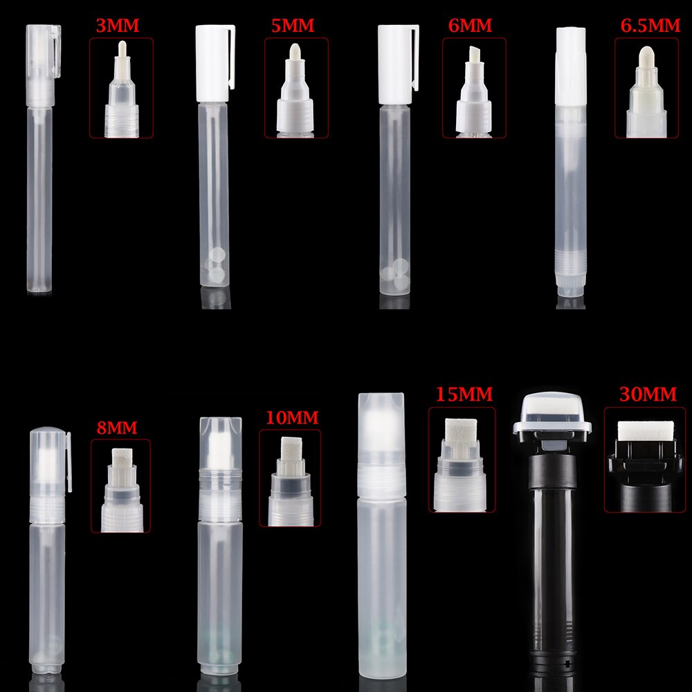 1PC Plastic Empty Pen Rod Paint Pen Accessories Graffiti Pen 3mm 5mm 6.5mm 8mm 10mm Liquid Chalk Marker Replace Barrels Tube