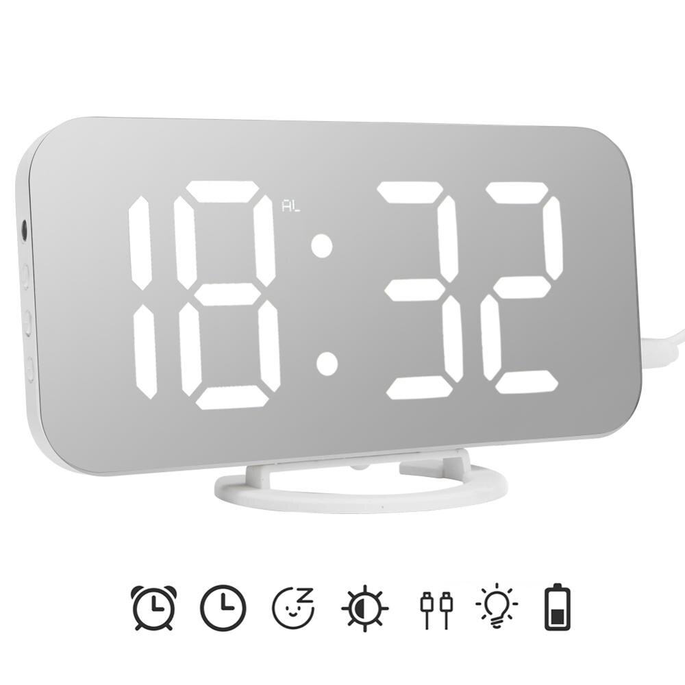 Ipad Phone Charging USB Alarm Clock Digital Clock with Dual USB Port Electronic LED Digital Desktop Decoration Mirror Surface: Type 1