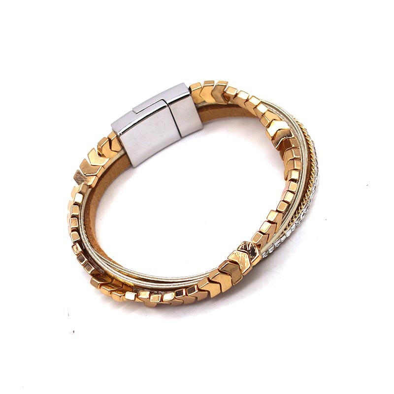 Totabc flerlags læderarmbånd til kvinder femme cool lås armbånd wrap armbånd magnet metal pulseira smykker