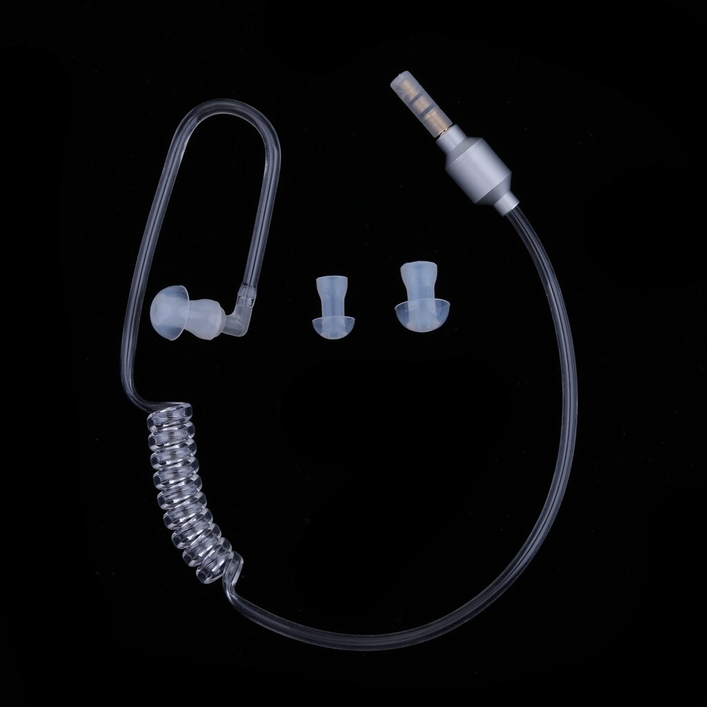 Anti-Straling Mono Oortelefoon 3.5Mm Stereo Akoestische Holle Buis Bedraad Oortje Handsfree Met Mic Headsets lichtgewicht: silver