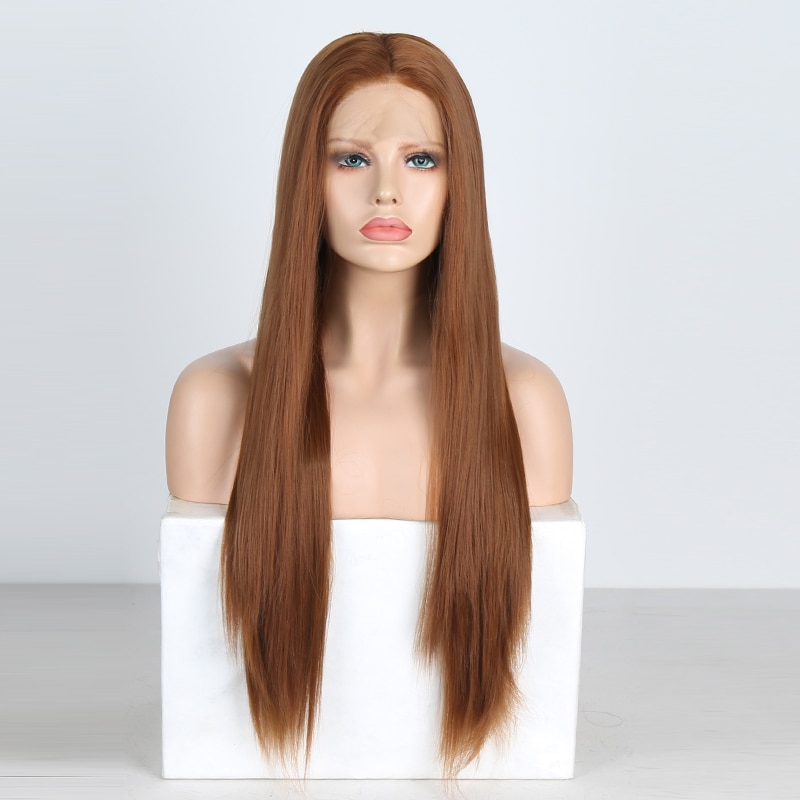 Charisma Natural Brown Wig Silky Straight Hair Synthetic Wig Middle Part Lace Front Wigs for Women Heat Resistant Daily Wigs