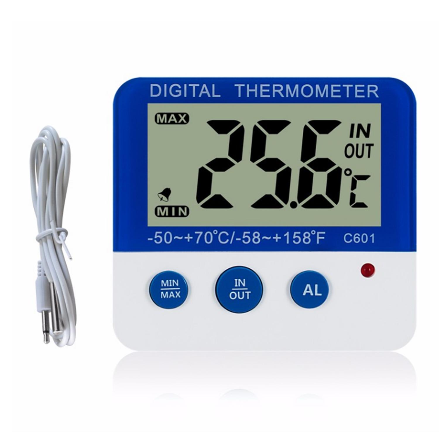 Digitales Kühlschrankthermometer mit Alarm und maximaler Min. Temperatur. Leicht ablesbares LCD-Display. Digitales Kühlschrank-Gefrierschrank-Thermometer