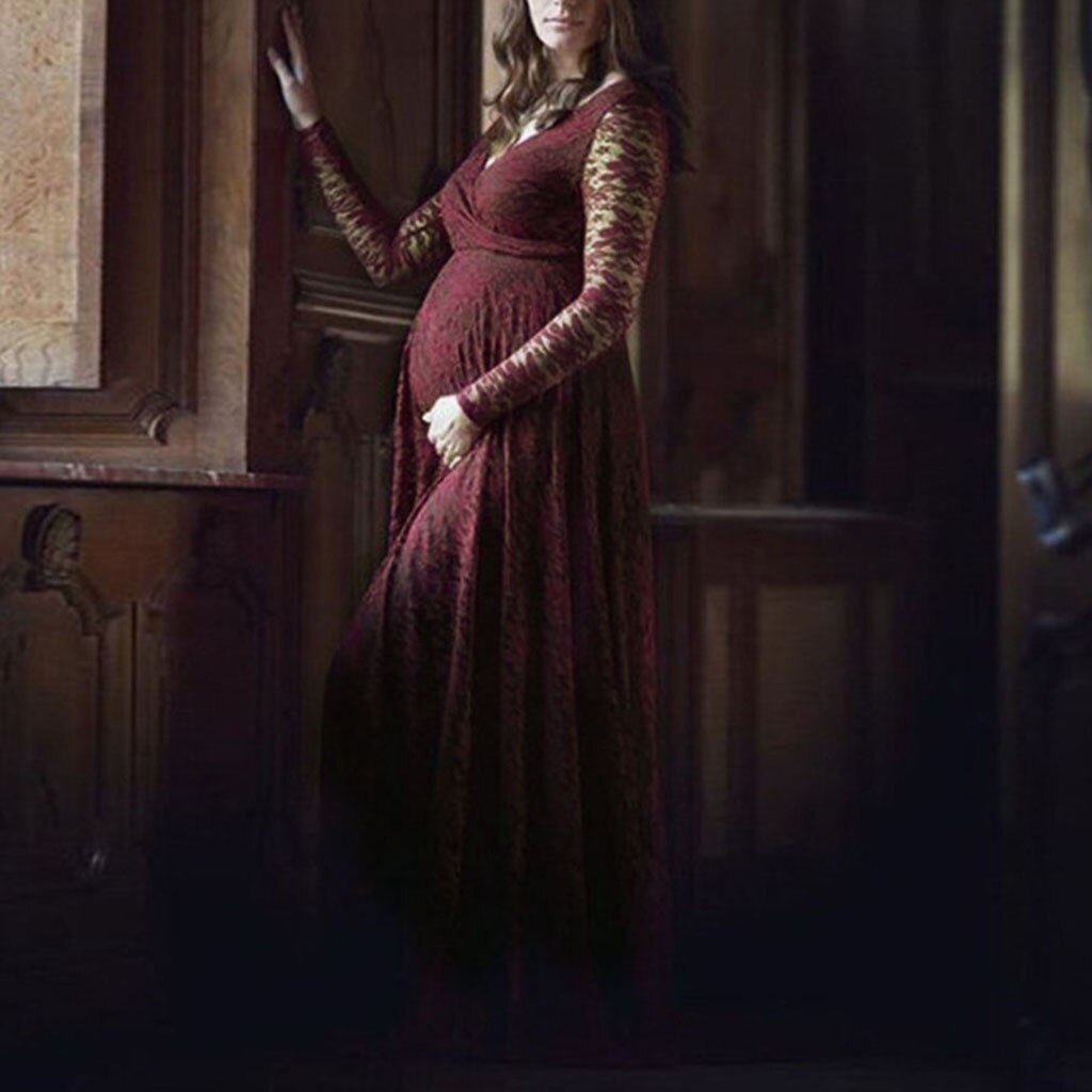 #57 Pregnancy Dress Lace Long Maternity Women Maternity Photography Dress For Mother Vestido Fotografía Embarazo Беременным