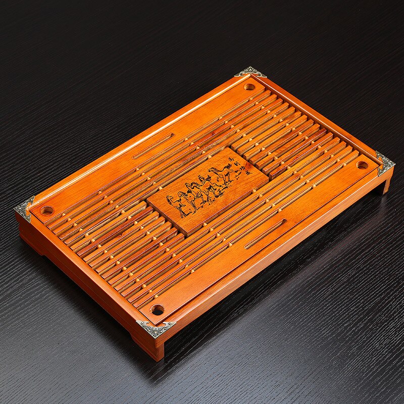 Bandeja de chá de madeira maciça conjunto de chá kungfu gaveta de drenagem de água chinesa bandeja de chá 43x27x5.5cm: Y madaogongcheng