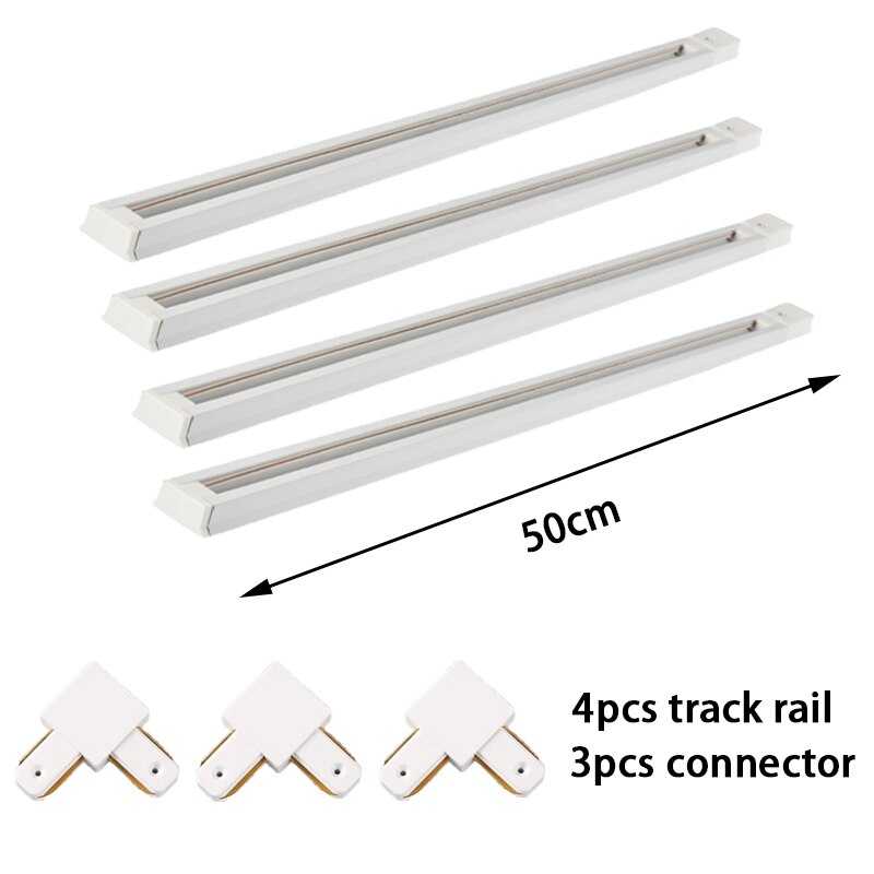 Black/white 0.5M 1M Led Track Rail 220V Aluminum Led Track Light Rails Straight/L Shape Connectors for Track Rail Spotlight: 4pcs 0.5m track9