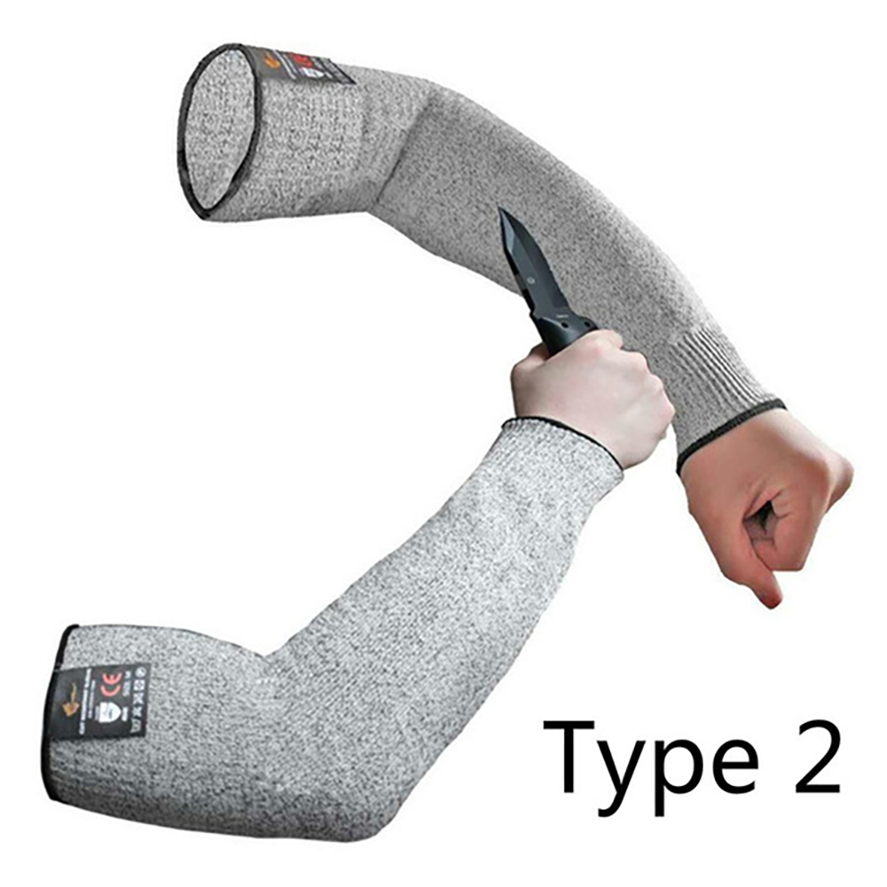 1/2 Pair Level 5 HPPE Safety Arm Sleeve Cover Cut Resistant Anti-Puncture Work Protection Arm Elbow Wrist Guard Gloves 35/45CM: black