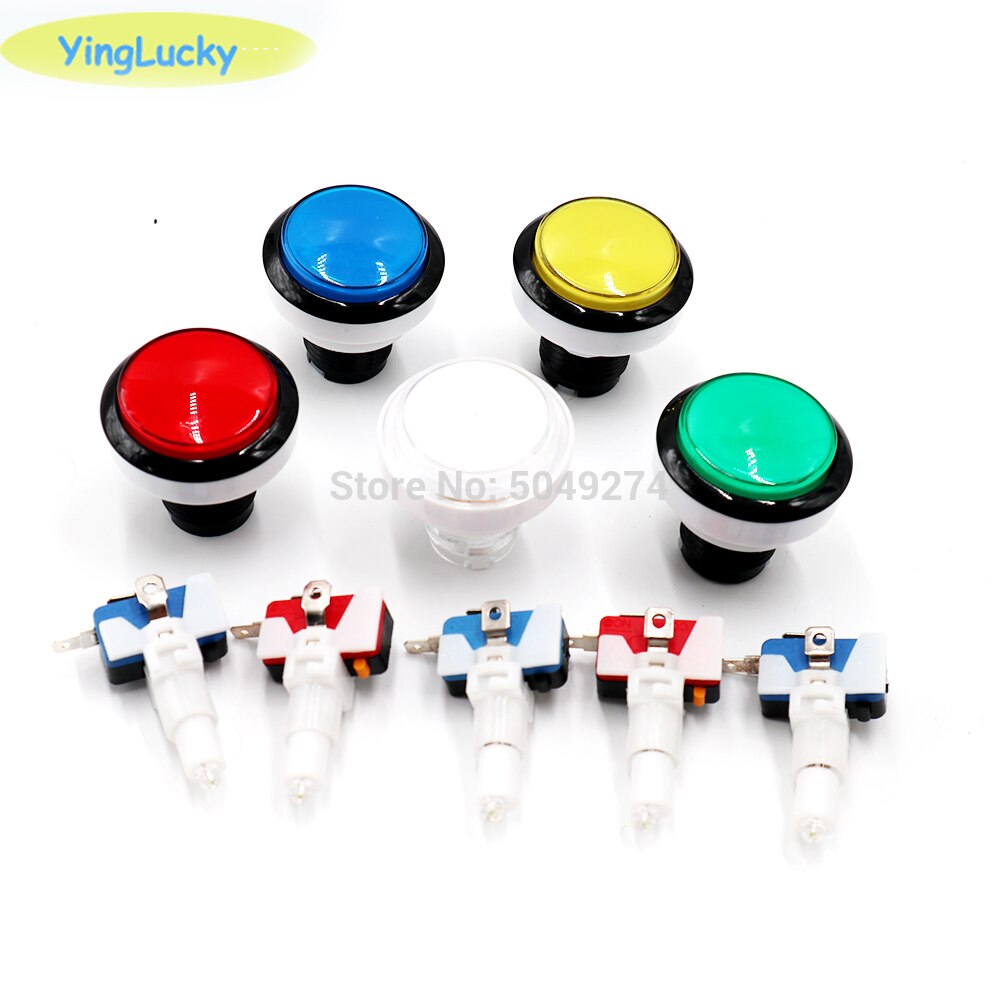 1pcs 46mm 12V arcade led verlichte ronde knop met microschakelaar voor Arcade game machine accessoires