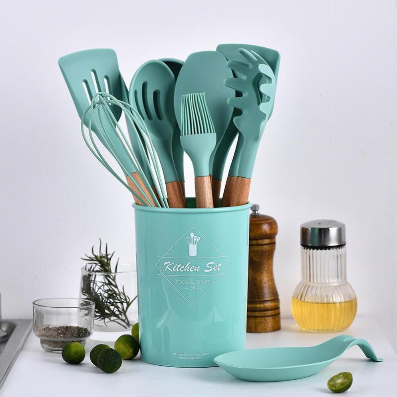 12PCS Silicone Kitchenware Cooking Utensils Set Heat Resistant Kitchen Non-Stick Cooking Utensils Baking Tools With Storage Box
