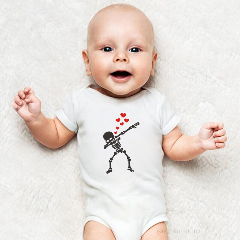 Dermspe Korte Mouwen Baby Peuter Romper Funny Skull Print Kids Peuter Romper Jongen Meisje Ronde Hals Kleding