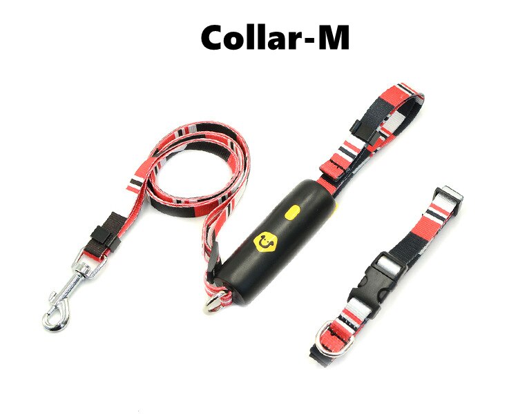 MEOWS Retractable Elastic Dog Leash Anti-Explosion Reflective Stripe Metal Clasp Comfortable Handle Easy Grip&amp;Lock Hands Free: Red Set Collar M